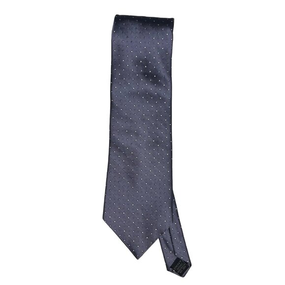 DKNY Mens Silk Tie Gray With Polka Dot Designer Formal Wear Elegant Necktie - Picture 6 of 8